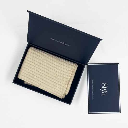 Siya Mulberry Silk and Cotton Scarf Beige