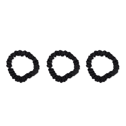 Set of 3 Small Mulberry Silk Scrunchies Noir Velvet