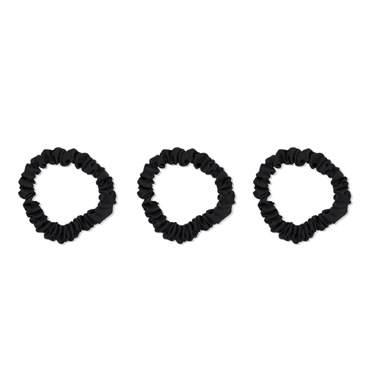 Siya Set med 3 små mullbärssilke Hårband Noir Velvet