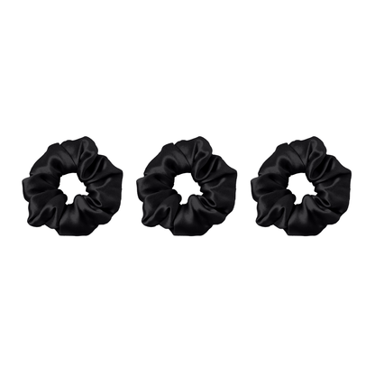 Set of 3 Large Mulberry Silk Scrunchies Noir Velvet